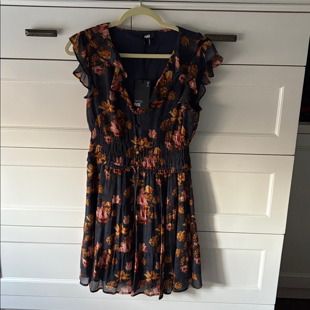 PAIGE Navy Floral Dress, new with tags
